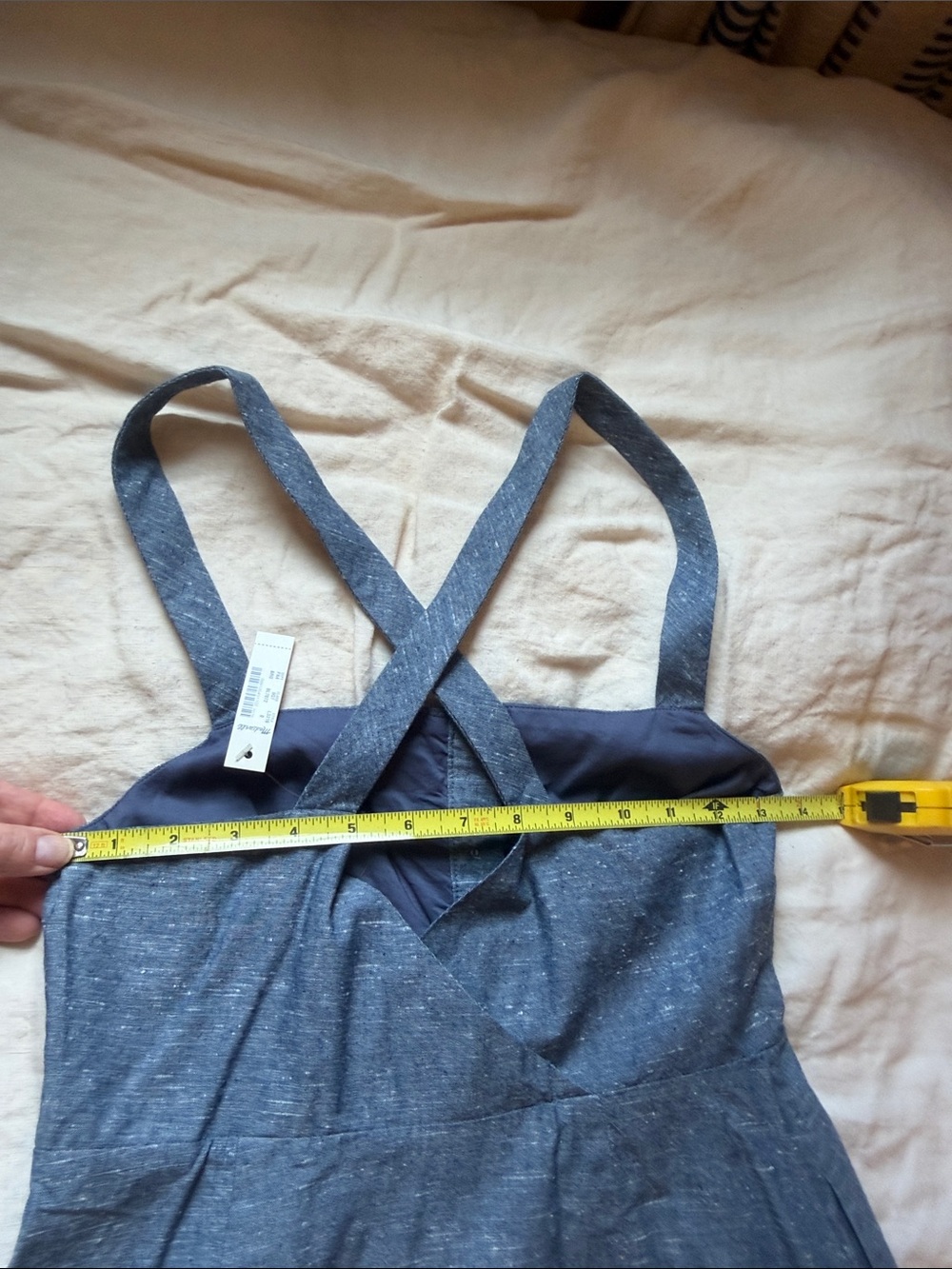 Madewell NWT Classic heathered Chambray Blue Button-Front Sundress with Straps - Picture 7 of 7